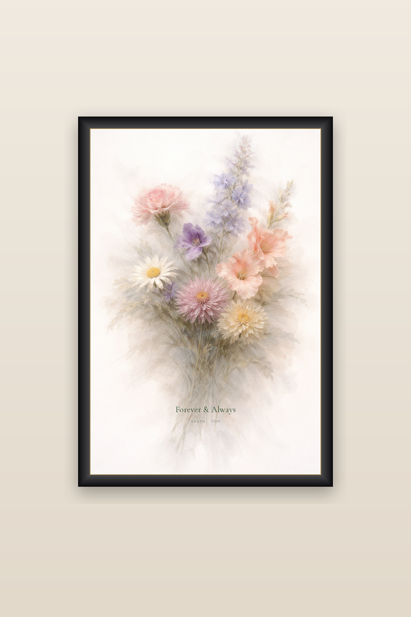 Whisper framed birth flower family print